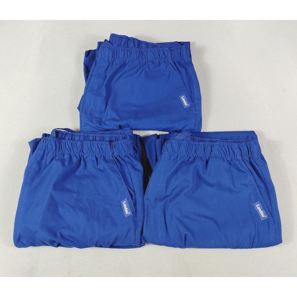 Landau Scrub Pants Mens XL Blue Essentials Cargo Pockets Medical ER Lot of 3
